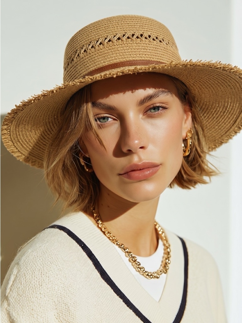 Norla Canada Paper Straw Sun Hat in Tan - Women Accessories